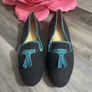 COLE HAAN x‎ AIR Sz 8B Sabrina Wool Charcoal Gray Teal Loafers Slip On Flats